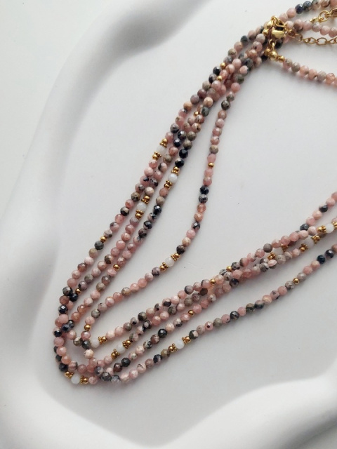 Choker ELLA | Rodonit i kamień księżycowy Choker ELLA | Rodonit i kamień księżycowy